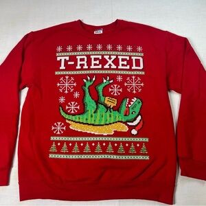 T-Rexed Vintage Ugly Christmas Crewneck Sweatshirt Size M Vintage Jerzees
